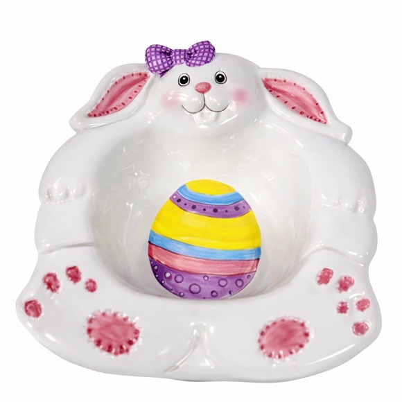 Giftco Other - Vintage Easter Bunny Ceramic Candy Dish Egg Bowl Giftco w/ Box Spring Decor